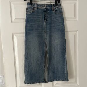 Alice + Olivia Blue Denim Midi Skirt